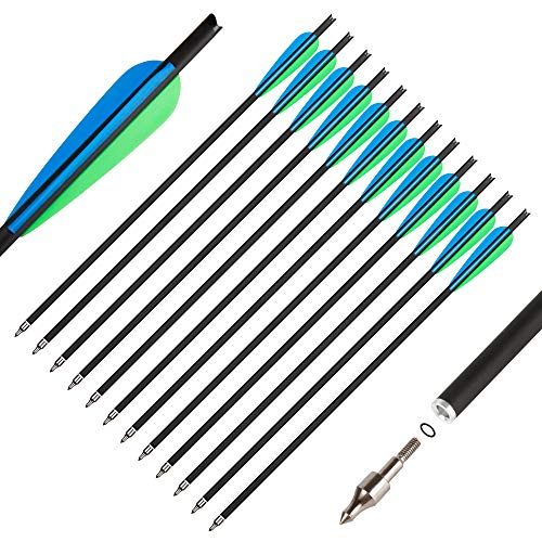 The7boX Carbon Crossbow Bolts 20 inch Crossbolt Arrows for Archery Hunting Target Practice, 4 inch Blade 125 Grain Arrowheads (Pack of 12)