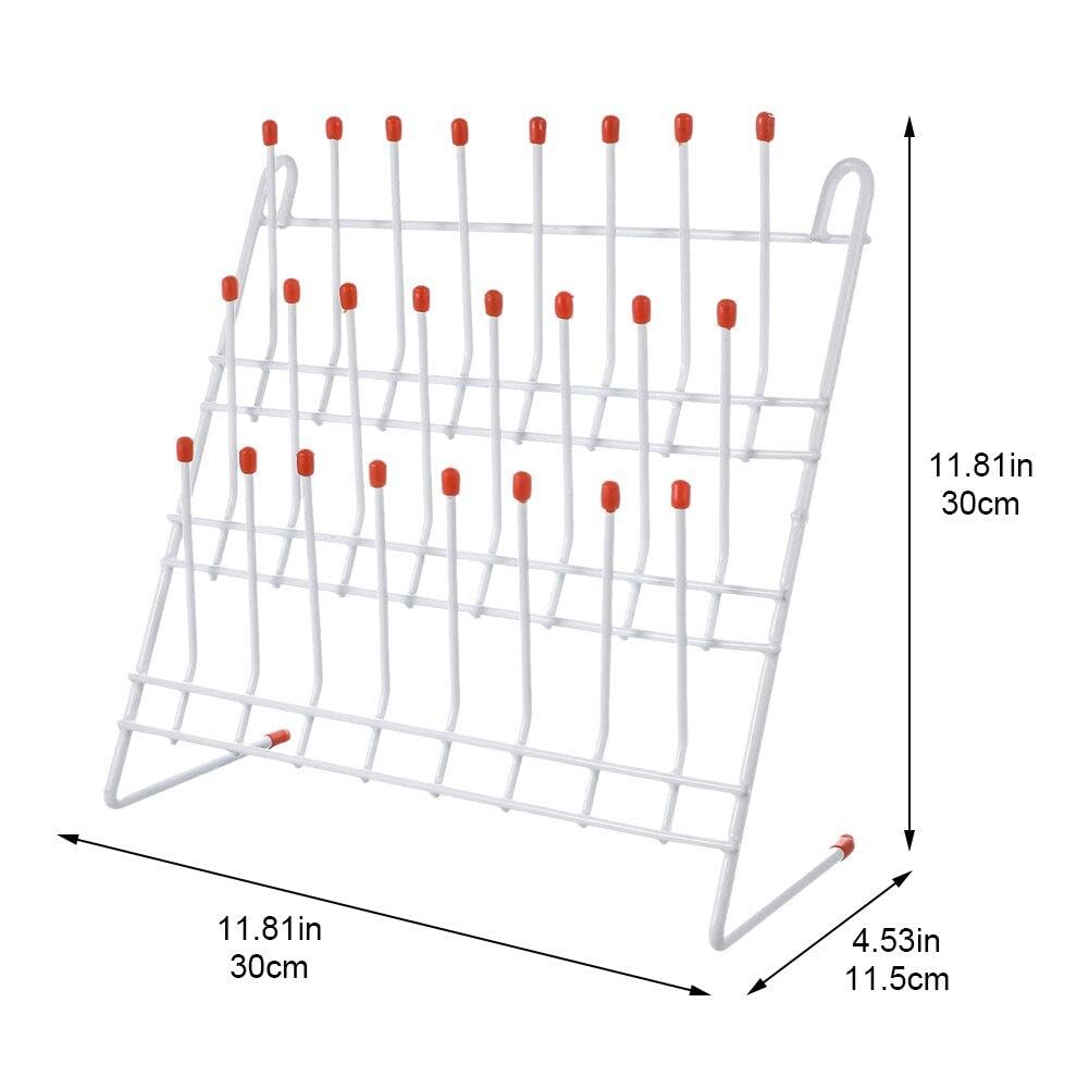 Röhrchen-trockengestell, Labor-abtropfgestell, Glaswaren, Becher-trockenhalter, Stahldraht, Testbaumständer, Reinigungsrahmen, Werkzeug, 24 Klammern, Flaschen-trockengestell