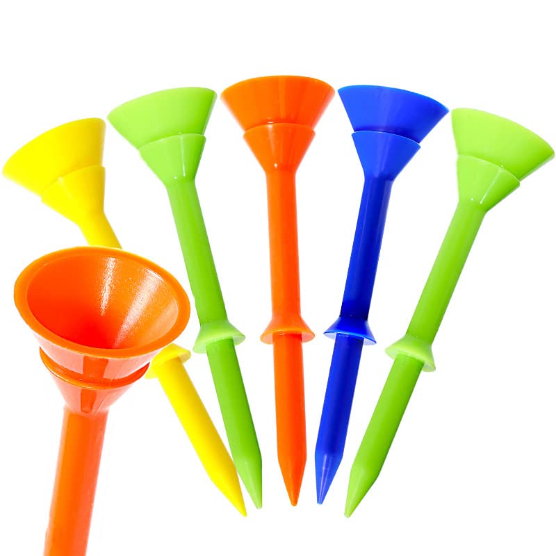 heedpeiur120 Pcs Golf Tees Plastic Golf Tees, Castle Golf Tees,6 Color Step Down Golf Tees Unbreakable Plastic Tee, Durable Stable 83 mm for Golfer Practice