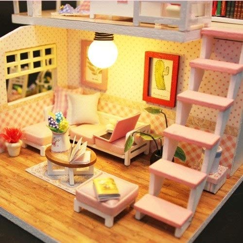 DIY Mini Puppenhaus Prinzessin Mädchenhaus Holzmöbel Kit, Zinfandel Pavillon Handgemachte Cottage Hütte Kleines Haus… – Bild 7