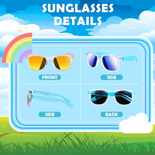Neon Sunglasses Bulk, 28 Packs 8 Colors Party Glasses with UV 400 Protection for Kids Adults, Pool Beach Party Favor, Goodie Bag Fillers, Birthday Graduation Party Supplies4