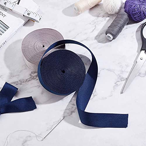 Olycraft 2 Rolls 1" X 10 Yards Cotton Twill Tape Herringbone Webbing Tape Twill Tape Ribbon Sewing Twill Ribbon Cotton Ribbon For Gifts Wrapping Bridal Bouquets Diy Crafts - Midnight Blue & Dark Gray #TOP4