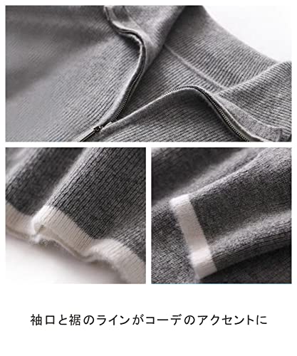 [ジェイストア] ハーフジップ ニット 長袖 ライン プルオー
