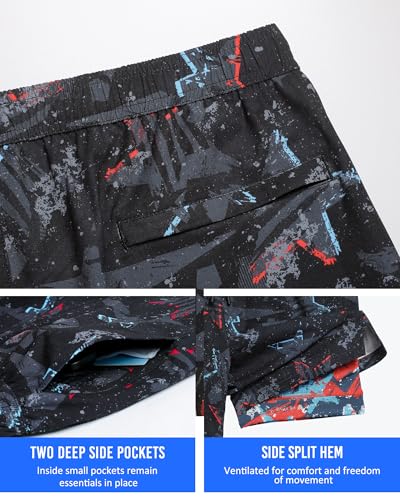 Image of maamgic Mens 5 inch Gym Running Shorts for Men 2 in 1 Quick Dry Workout Athletic Shorts