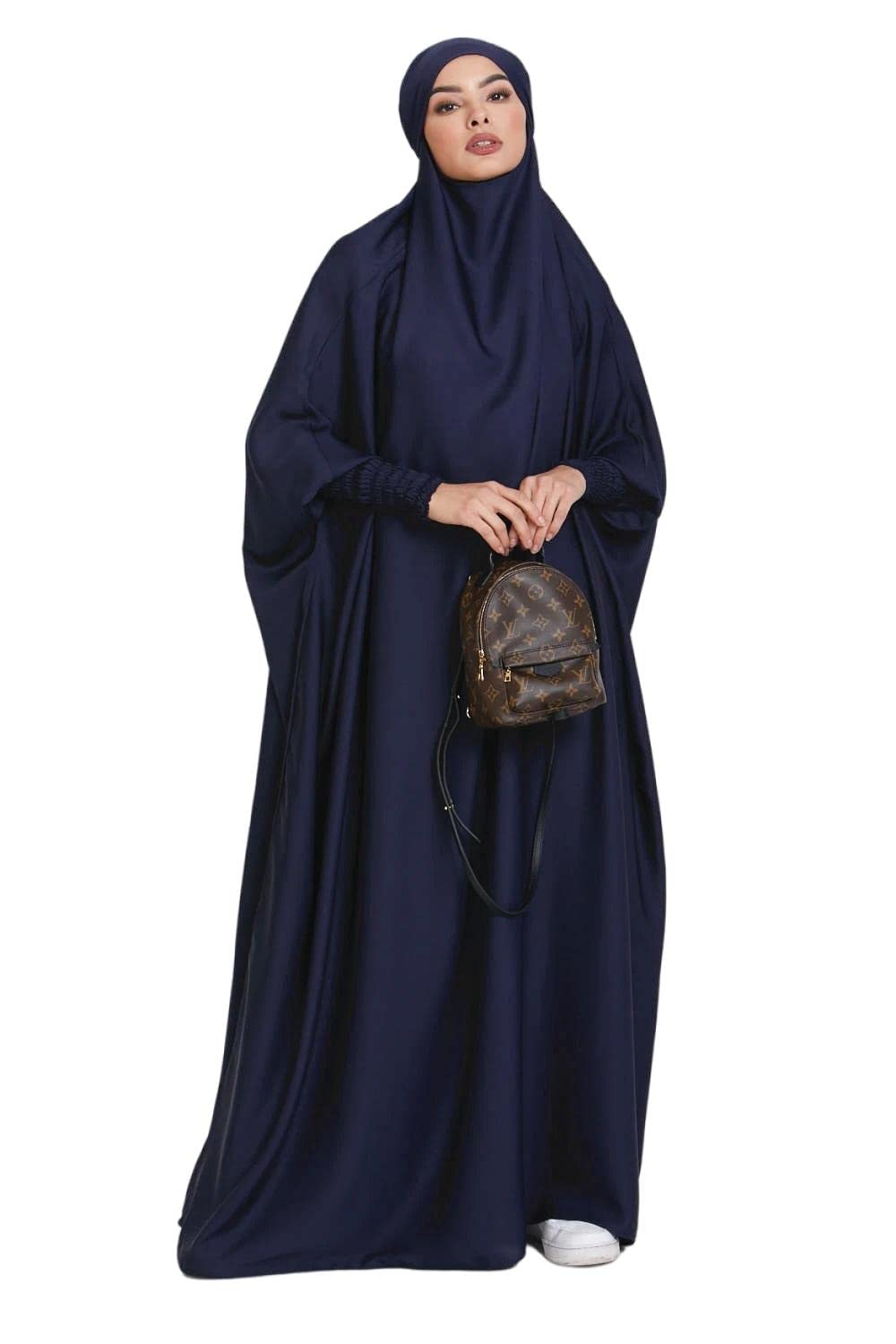 Ruig Women's Darkblue Dress Muslim Prayer Abaya Islamic Robe Maxi African Kaftan Turkey Islam Dubai Turkey Full Length Dress With Hijab