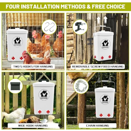 Chicken Feeder and Waterer Set,3 Gallon Automatic Chicken Feeder No Waste,Hanging Poultry Kit with Chicken Waterer Nipples and Feeding Ports,Coop Accessories - Image 6