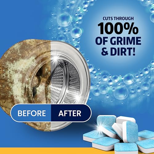 washing machine cleaner tablets 24 pack - deep cleaning tablets for front amp top load works with he washers removes residue odor amp pet hair - 12 month supply of washer cleaner descalers septic safe