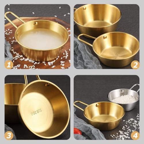 Image of ARURA (LABEL) Ramen Bowls, 304 Stainless Steel Korean Traditional Bowls Rice Wine Bowl with Handle, Hiking Soup Dish, Food Bowl Camp Cup, 4.7 Inch, 10 Ounces