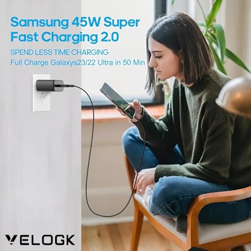 Image of Auorld 45W Super Fast Charger Adapter Compatible with Samsung Galaxy S24 /23 /22 /21 /20 (Ultra /Plus /FE),Note 20 /20+ /10 /10+ /S10 5G / 9 /8 (S /A /F /M Series)(Only Adapter with 1 Year Warranty)