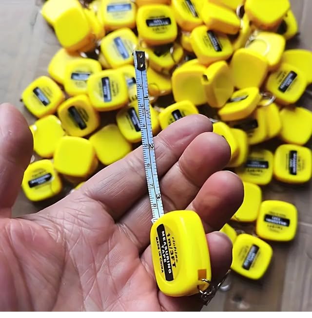 Mini 1 Metre Anahtarlık Metre | Taşınabilir Ölçüm Bandı | Cep Tipi Sarı Plastik Mini Tape Measure – Dikiş, Hobi ve Günlük Kullanım İçin