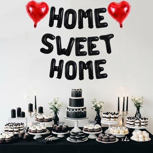 Image of TONIFUL 16 Inch Black HOME SWEET HOME Letter Balloon Decor for Housewarming