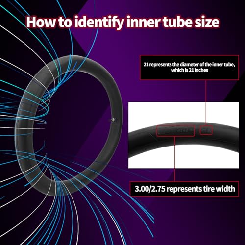 Image of 2.75 /3.00-21 Motorcycle Inner Tube Fit for 80 /100-21, 90 /90-21, 90 /100-21 TR4 Standard Straight Valve Stem Inner Tire for Yamaha Honda Kawasaki Suzuki Dirt Pit Bike Heavy Duty Balance Tube (2pcs)