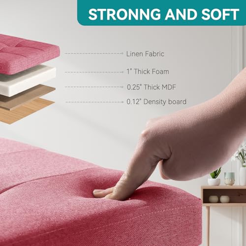 Storage Ottoman Foot Stool with Folding Design - Hot Pink