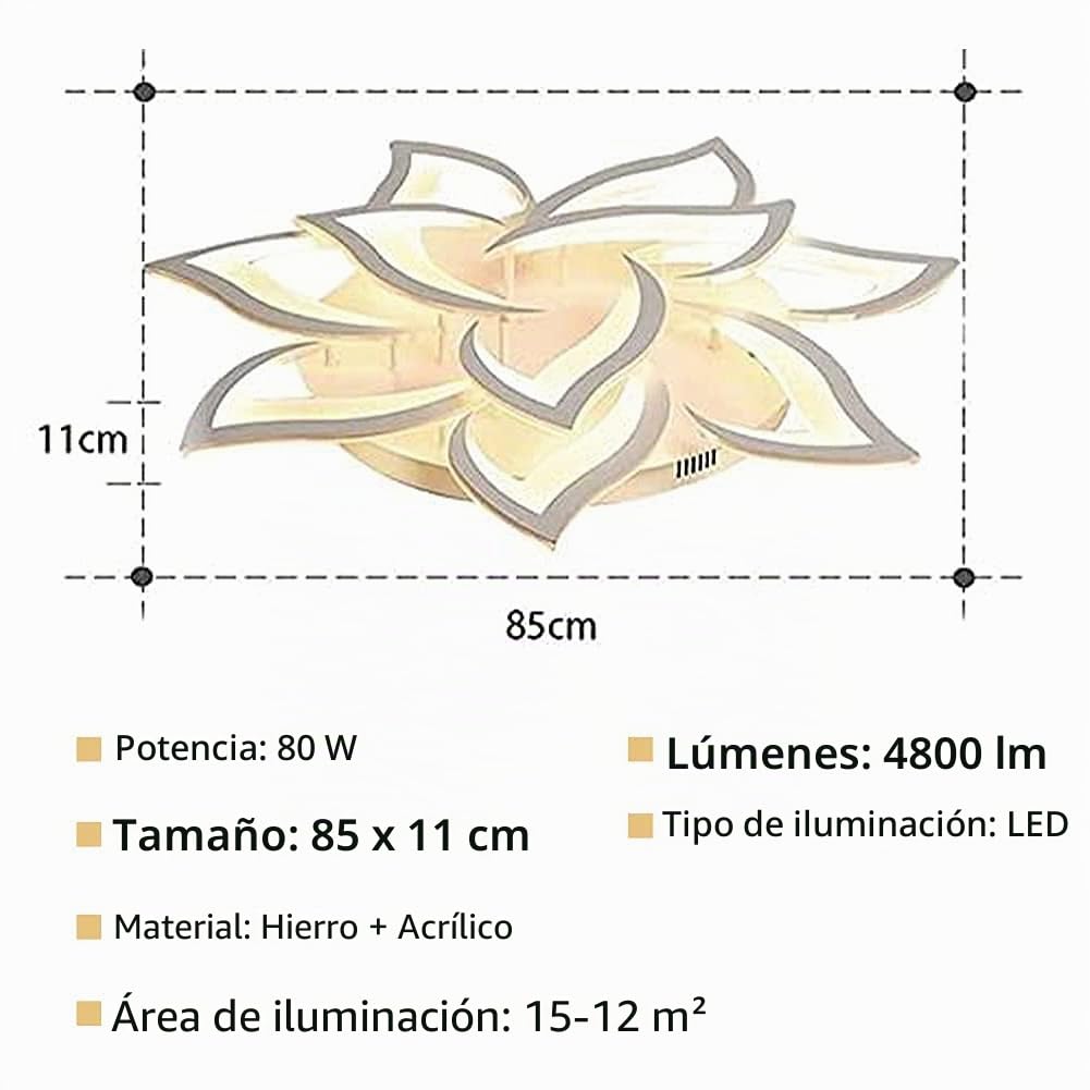 Lámpara LED de techo regulable, lámpara de salón con mando a distancia, cambio de color, dormitorio, lámpara de techo moderna, iluminación de techo, lámpara de araña, atenuación diámetro de 85 cm