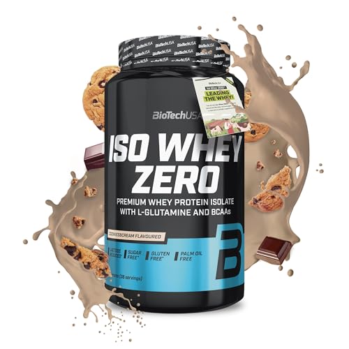 BioTechUSA Iso Whey Zero | Premium Whey Protein Isolate | Grass-Fed | Enzyme-Free | Sugar- and Gluten-free, 908 g, Cookies & Cream