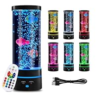 Ambesty Lavalampe, Blase Fischlampe LED Aquarium, Lavalampe LED mit Fernbedienung, Blasenlichtlampe mit Fernbedienung, 16 Farben Und 4 Modi Lavalampe Aquarium, für Zuhause Schlafzimmer Büro Geschenke