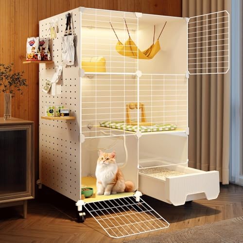 KZZK 猫用ケージ トイレ付き キャスター付き ほとんどの猫に適しています
