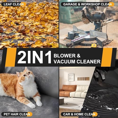 Blowers, Cordless Leaf Blower, 2.5 Lb Mini Leaf Blower, 2-in-1 Battery Leaf Blower and Vacuum for Workshop, Garage, Porch and Patio - Image 3