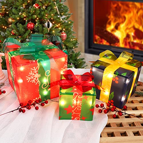Christmas Lighted Gift Boxes Christmas Decorations,Light Up Present Boxes Ornament Decorations