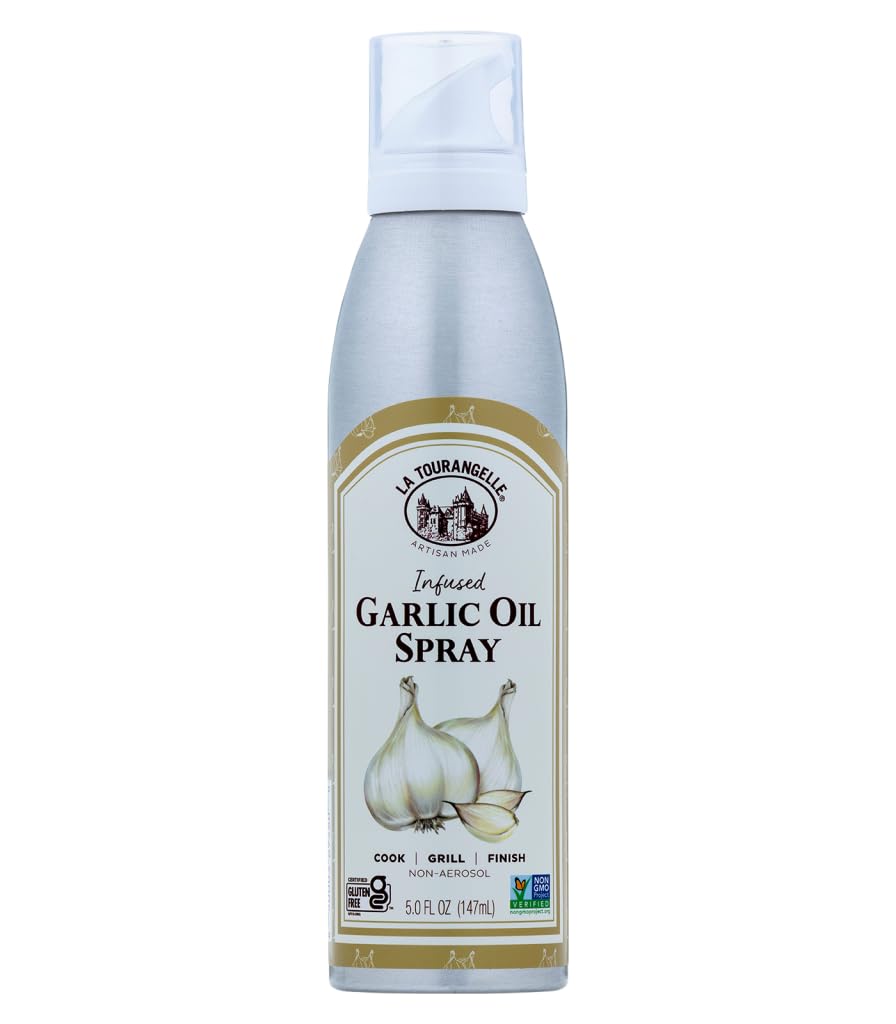 La Tourangelle, Garlic Oil Spray, Enhance Flavor of Pasta, Salad Dressing, Popcorn, Vegetables, and Aioli, 5 fl oz