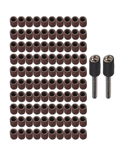 Opatiny Juego de 100 fundas de tambor de lijado de grano 80 de 14 pulgadas con 2 mandriles para eliminar óxido de metal y pulido de madera