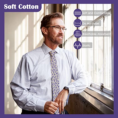Image of Mantieqingway Men Skinny Tie Cotton Floral Necktie for Wedding Groomsmen Tie