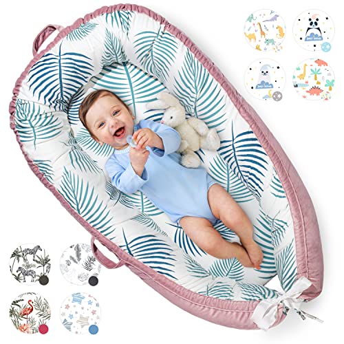 Image of Baby Lounger for Newborn Cover - Newborn Lounger for 0-12 Months, Breathable & Portable Infant Lounger - Adjustable Cotton Soft Baby Floor Seat for Travel, Newborn Essentials - Baby Snuggle