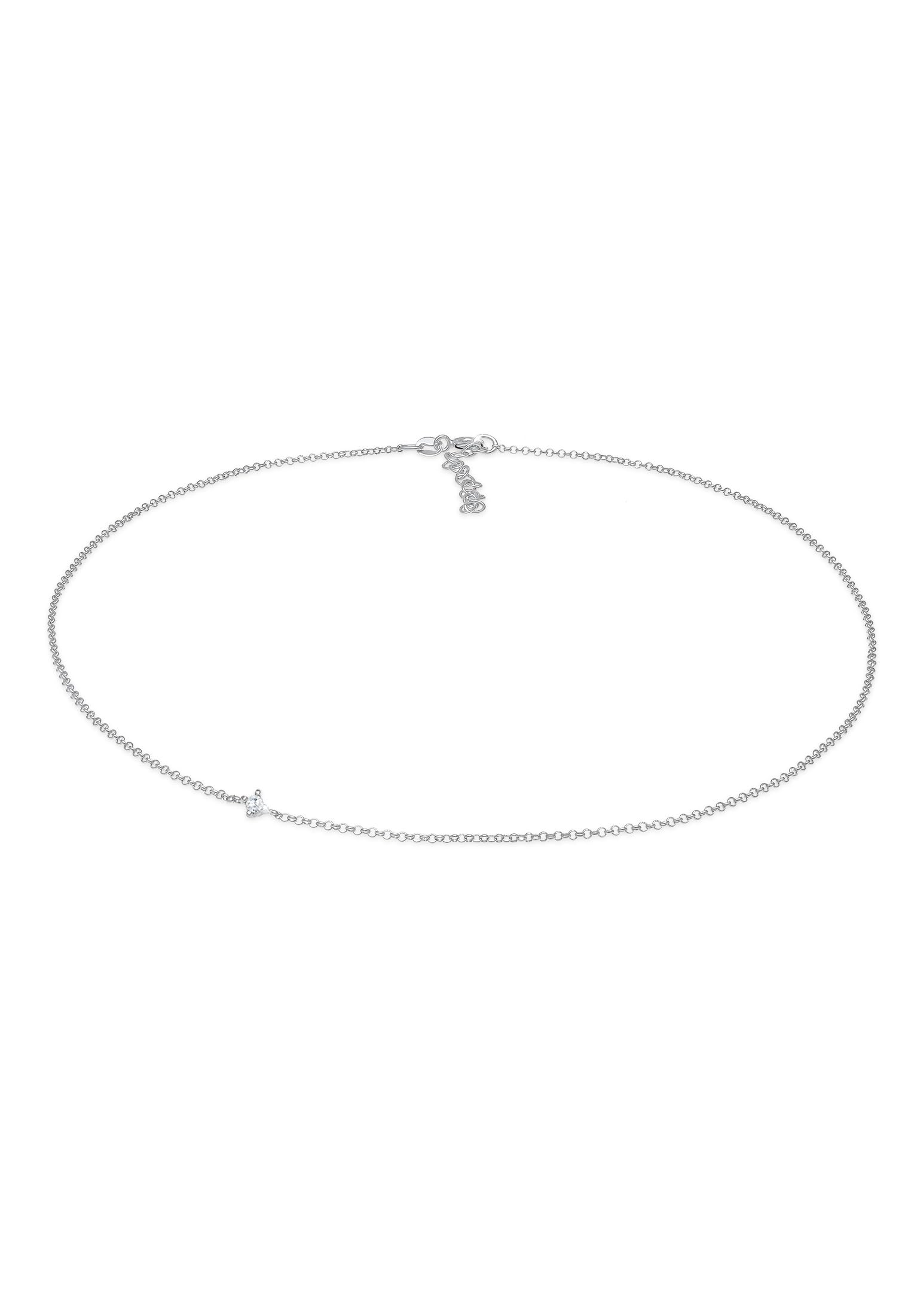 Elli Collana Donne Girocollo Solitario con Cristallo di Zirconia in Argento Sterlino 925