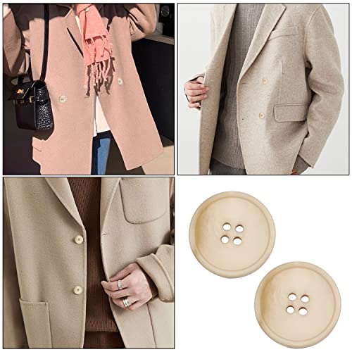 Hegebeck 30Pcs Assorted Buttons For Sewing, 28Mm 4 Holes Round Craft Button Flatback Buttons For Sewing Diy Crafts Coat Suit Manual Button Painting Handmade Clothing Repair, Brown Beige #TOP4