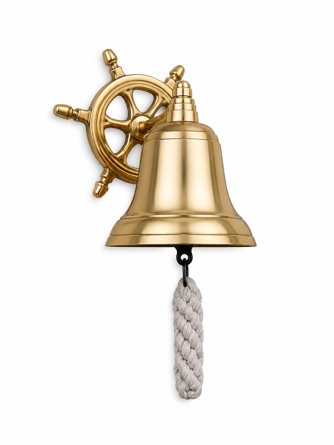 Nautical Wall Hanging Ship Bell Dinner Bell Tip Bell Indoor/Outdoor Decoration Bells Variety with Mounting Hardware Bracket Ship Boat Maritime Decor (D-4 inch H-6 inch, Brass Finish)
