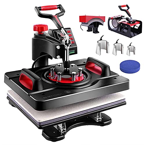 Heat Press 12x15 Inch Heat Transfer Press Digital Multifunctional Sublimation Heat Presser Heat Press Machine for T Shirts Hat Mug Plate (Black)