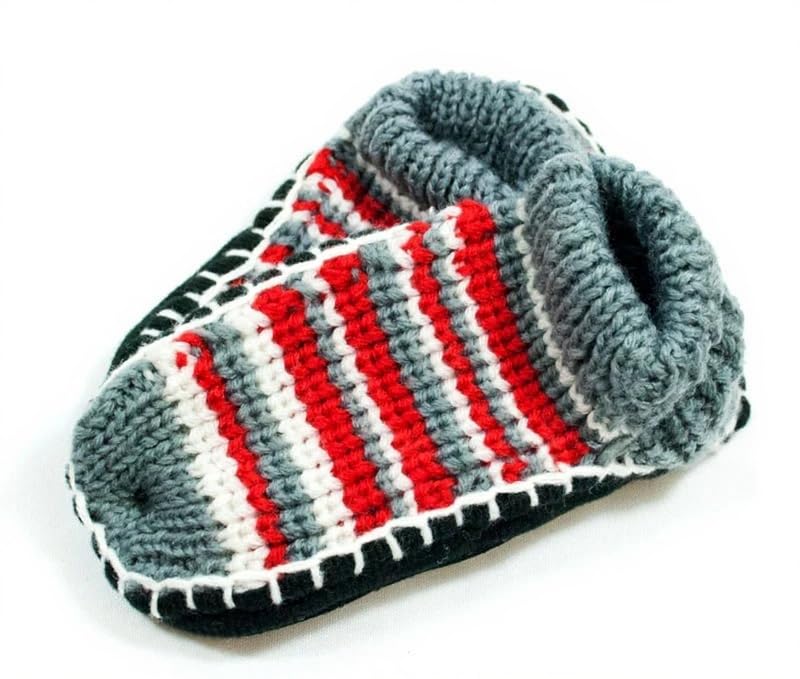 FabNext- Ladies I Girl Multi-Coloured Striped Warm Winter Knitted Booties Room Slipper Socks, Indoor Warm Socks with Soft Rubber Sole 1 Pair Shoes Size-4-image-14