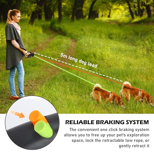 Rollleine Hundeleine, 3 Meter Doppelte Einziehbare Hundeleine, Einziehbare Hundeleine, Hundeleine Hundeleine Ausziehbar Mit Bequemen Ergonomischer Griff, Ausziehbare Hundeleine(Braun)