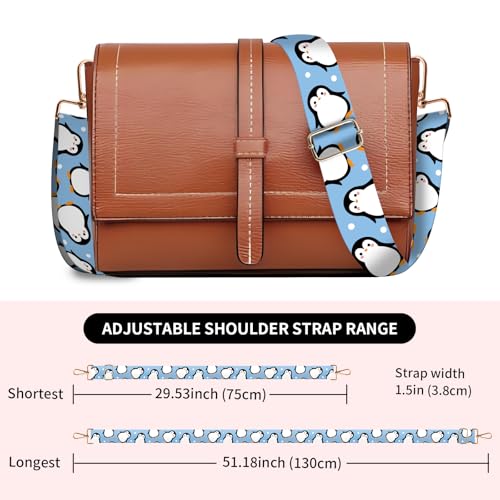 Image of Wide Purse Strap Replacement Crossbody, Funny Shoulder Strap Adjustable, Cute Bag Strap for Women Guitar Purses Cute Blue Penguin