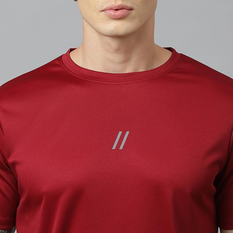 Image of ATICX Slim Fit Polyester Sports T-Shirt for Men - Round Neck Quick Dry Fit Half Sleeve Breathable Stylish Gym & Workout Tee - Lightweight Running Cycling Football Swimming Training Sportswear Top