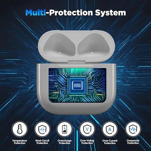 Image of Wireless Charging Case Replacement, Qi-Certified Charger Case for AirPods 4, Bluetooth Pairing Sync Button, 600 Mah Built-in Battery, White