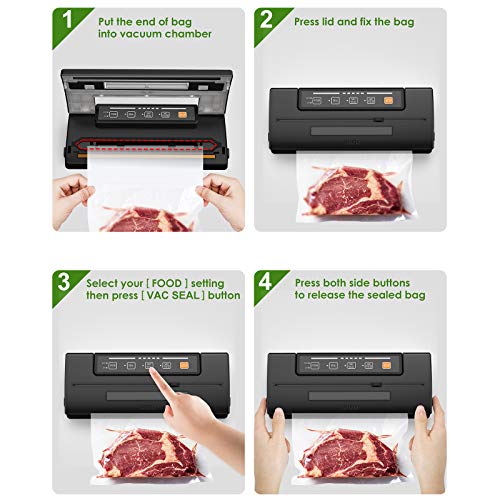 Yiou Vacuum Sealer Machine, Food Storage Machine, 80Kpa Pro Vacuum Food Sealer For Food With Starter Kit, Dry Moist Mode Easy To Clean, Automatic Vacuum Sealer Machine, Black #TOP5