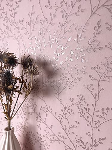 Newroom Tapete Rose Vliestapete Äste - Ästetapete Floral Rosa Pink...