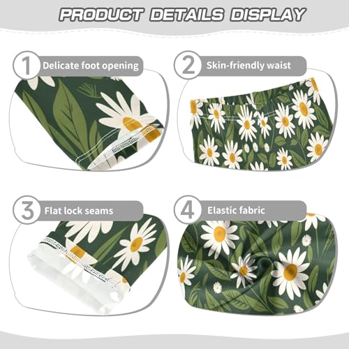 Toddler Girls Leggings Printed Yoga Pants Leggings Daisies on Hand Draws for Kids3