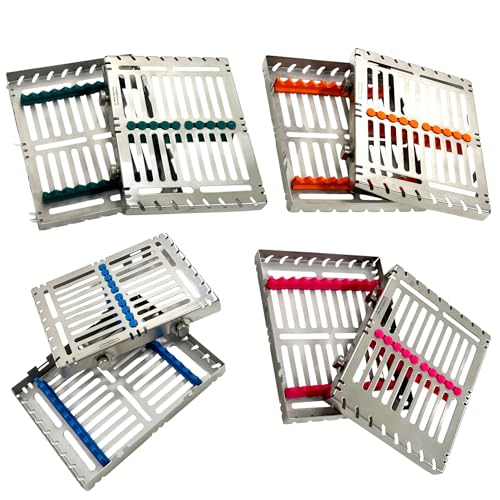 4 Pack - Sterilization Cassettes with Detachable Lid & 2-Button Locks, 7