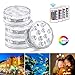 Produktbild Unterwasser Licht, KIPIDA Unterwasser LED RGB Fernbedienung Multi Farbwechsel Wasserdichte LED Unterwasserlicht für Weihnachten,Erntedankfest,Schwimmbad,Fish Tank Hochzeit Vase Beleuchtung, 4 Stück