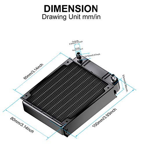 Clyxgs 8 Pipe Aluminum Heat Exchanger Cooling Water Drain Water Cooling Radiator Water Cooling Row with Fan Radiator for PC CPU CO2 Laser Water... - Image 2