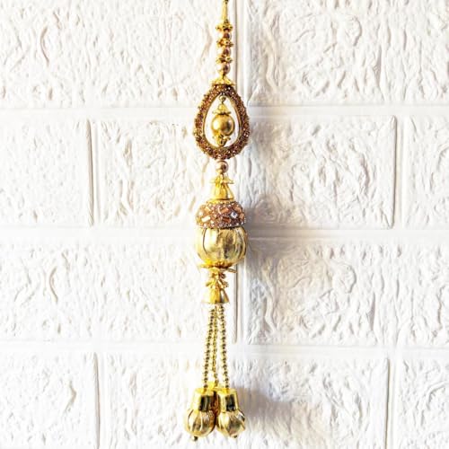 Image of Adikala Craft Store Handmade Ethnic Latkan Tassel Set of 2 for Saree Pallu, Blouse, Suits, Dupatta, Lehenga Decor | Ethnic Saree Pallu, Blouse, Suit, Dupatta & Lehenga Decoration (Golden Ball)