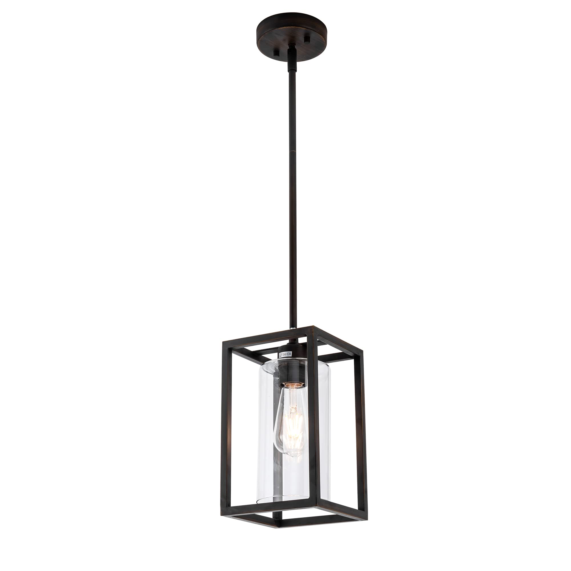 MAYNA Industry Pendant Light, Brown Hanging Pendant Lights Kitchen Island with Clear Glass Shade, Pendant Lights for Cafes, Farmhouse, Living Room?Restaurant?Hallway