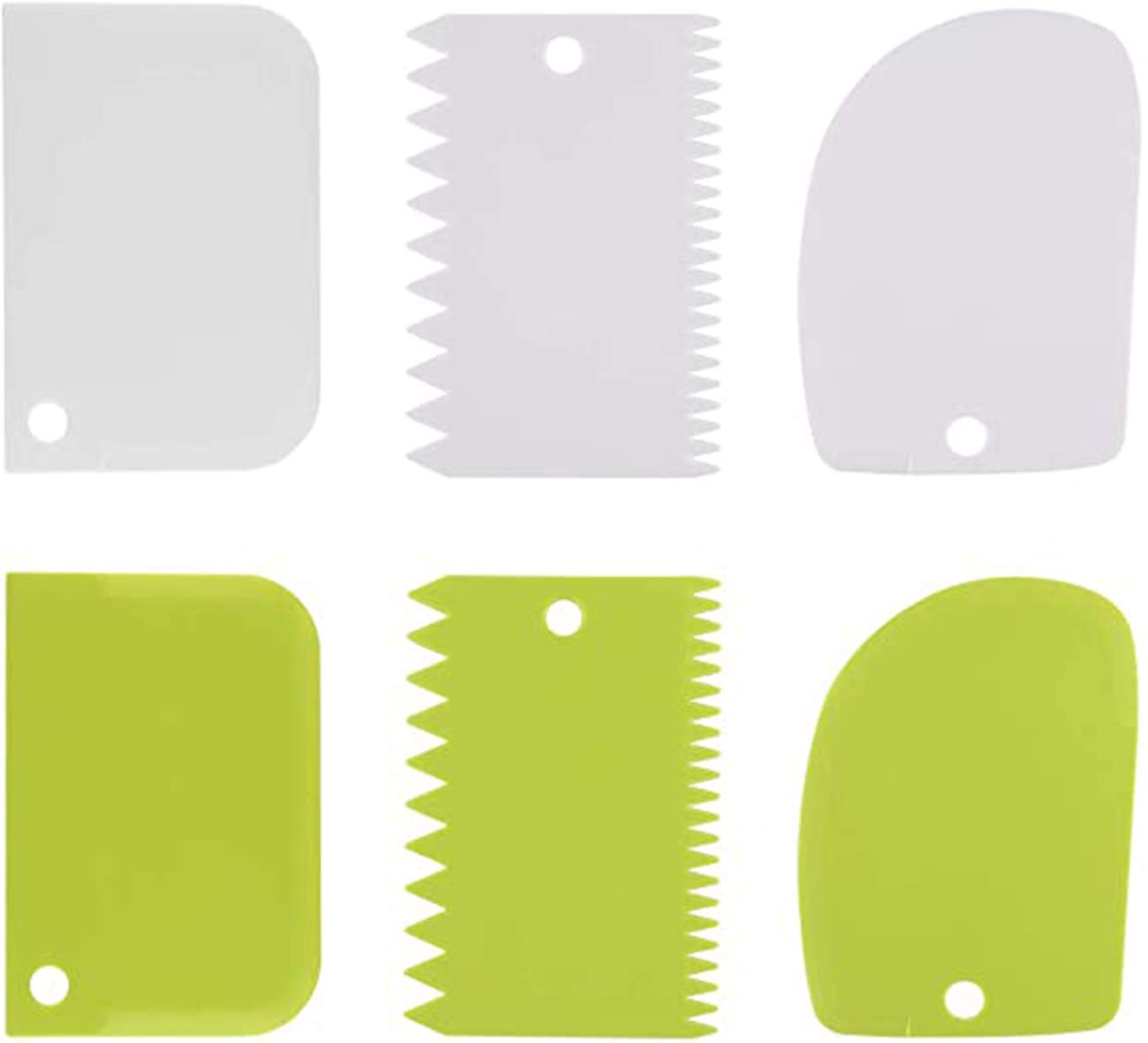 Beibi Dough Cutter Scraper Dough Bowl Scrapers Plastic Dough Icing Fondant Scraper Cake Decorating Plain - 6 Pieces