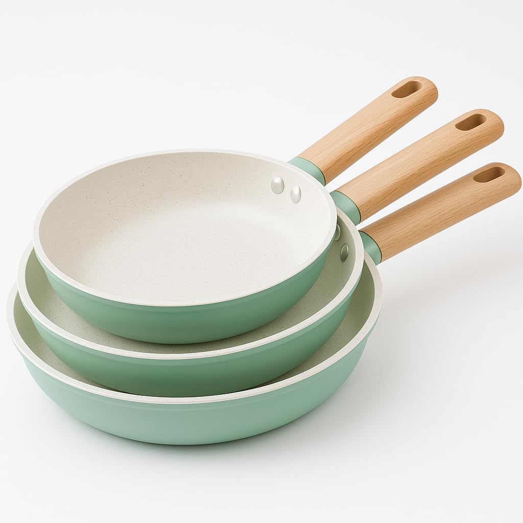 Juego de Sartenes Cocina 20+24+28 Revestimiento Antiadherente para Inducción | Recubrimiento Cerámico | Mango Soft-Touch | Set de Sartenes | Libre de PFOA y PFAS