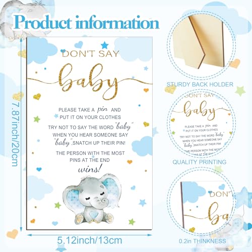 Image of Patelai 321 Pcs Elephant Baby Shower Decorations Blue It's a Boy Baby Shower Games 5 Set Don't Say Pencils Clothespins Sign Serve 50 Guests for Blue Elephant Gender Reveal Birthday Party Supplies