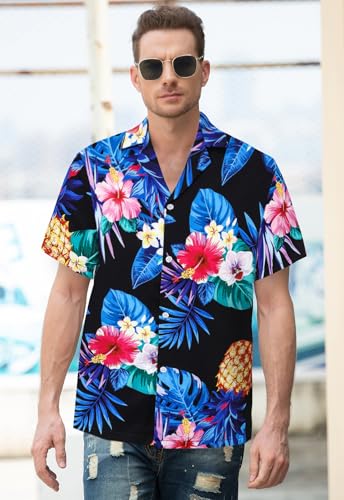 Image of Cromoncent Matching Hawaiian Outfits for Family, Dad and Son Matching Luau Beach Tropical Shirts Mommy Daughter Tropical Sets