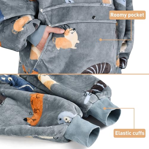 Image of Catalonia Oversized Hoodie Blanket Sweatshirt, Comfortable Sherpa Giant Pullover with Large Front Pocket for Adults Men Women Teenagers Wife Girlfriend