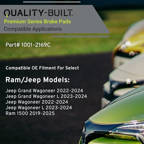 Image of QUALITY-BUILT Rear Ceramic Brake Pads, Premium 1001-2169C, Compatible with 2019-2025 Jeep /Ram (1500,Grand Wagoneer,Grand Wagoneer L,Wagoneer,Wagoneer L)